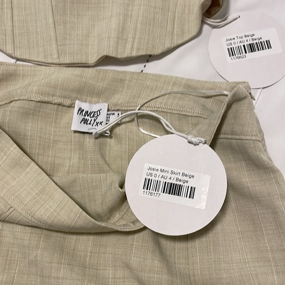 NWT- Princess Polly- 2 piece Josie beige crop top size 0 & skirt size 0 - Picture 5 of 11